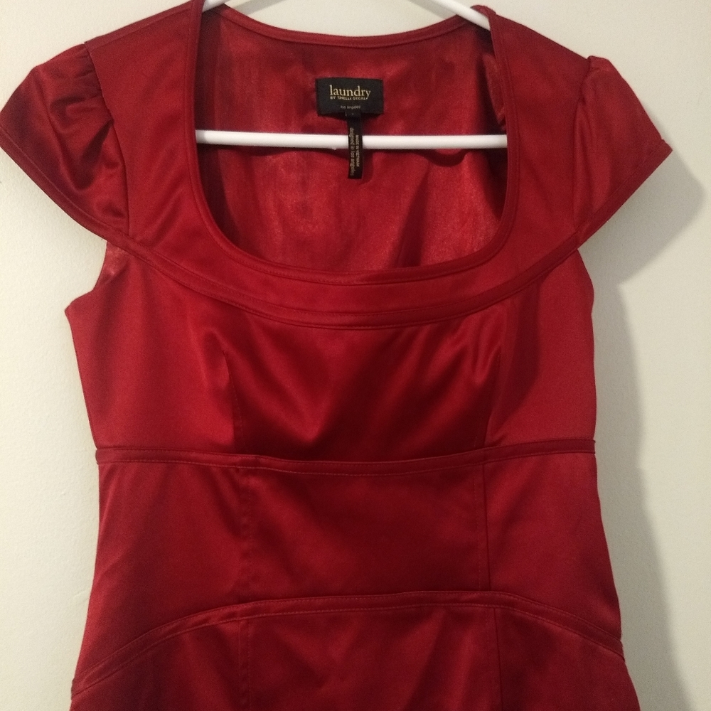 Laundry by Shelli Segal Red Satin Dress, Size 2